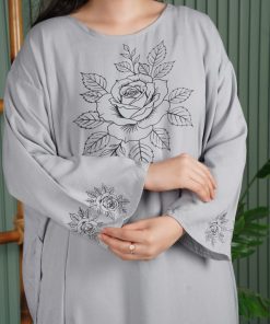 پیراهن زنانه آستین بلند گل یخ U7715 - تصویر 6
