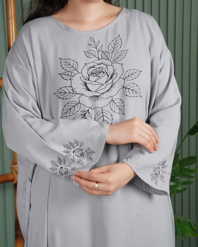 پیراهن زنانه آستین بلند گل یخ U7715 - تصویر 6