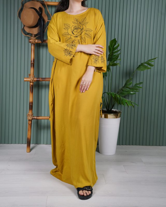 پیراهن زنانه آستین بلند گل یخ U7715 - تصویر 5