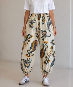 شلوار طرح دار سنبادی نخ خارجی SH7625 - Image 4