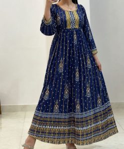 Alternative view of پیراهن زنانه کورتی سایزبزرگ طلاکوب هندی 7746