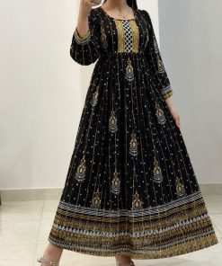 پیراهن زنانه کورتی سایزبزرگ طلاکوب هندی 7746