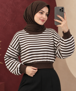 Alternative view of بلوز بافت کراپی راه راه ایلای | کد 6066