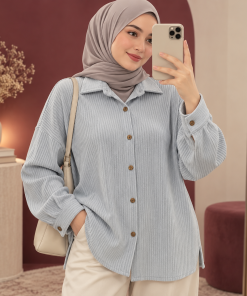 شومیز زنانه تریکو کبریتی ریزبافت دکمهدار | کد 6084