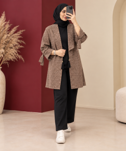مانتو بافت جلوباز طرح تویید شانل | کد 6079