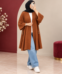 مانتو کیمونو پارچه کراش جلوباز | کد 6080